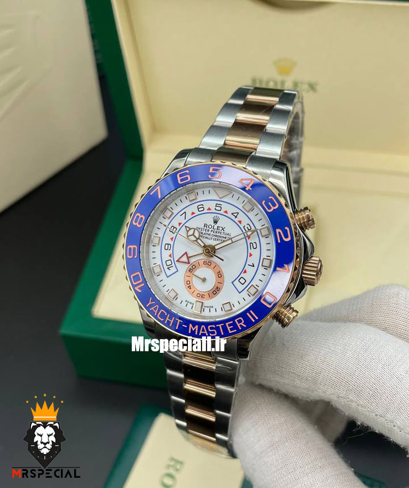 ساعت رولکس یاخ مستر اتوماتیک دو رنگ رزگلد صفحه سفید 01037 ROLEX Yacht-Master II