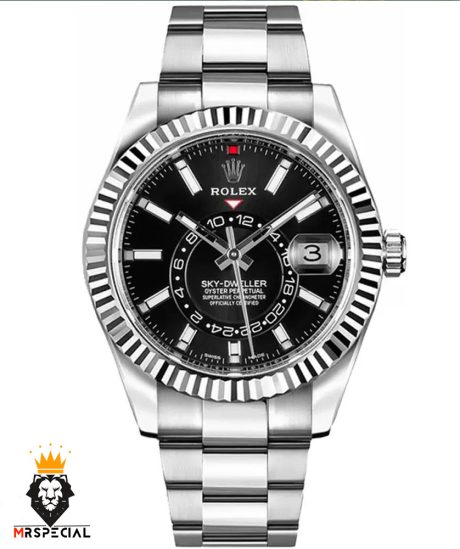 ساعت رولکس مردانه مدل اسکای دالر اتوماتیک استیل صفحه مشکی 01572 Rolex Sky Dweller