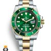 ساعت مردانه رولکس ساب مارینر اتوماتیک دورنگ طلایی صفحه سبز 01382 ROLEX SUBMARINER