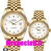 ساعت مچی زنانه و مردانه ست رولکس دیت جاست طلایی صفحه سفید 01231 ROLEX DATEJUST