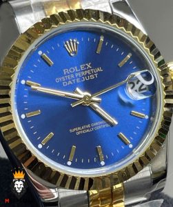 ساعت رولکس زنانه مدل دیت جاست کوارتز دورنگ طلایی صفحه ابی 01727 ROLEX DATEJUST