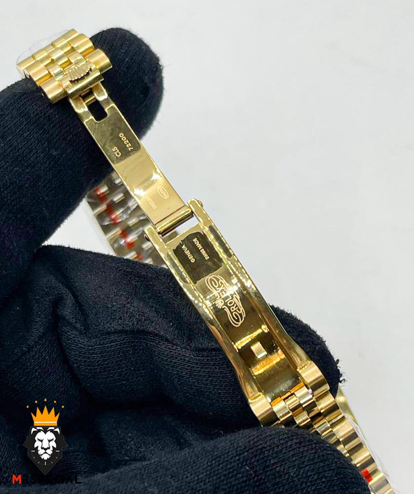 ساعت ست زنانه و مردانه رولکس دیت جاست طلایی صفحه مشکی 01483 ROLEX DATEJUST