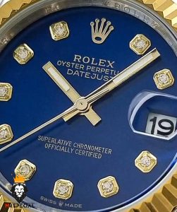 ساعت ست رولکس مردانه و زنانه دیت جاست باتری دورنگ طلایی صفحه ابی 0921 ROLEX DATEJUST