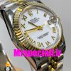 ساعت زنانه رولکس دیت جاست اتوماتیک دورنگ طلایی صفحه سفید سایز 26 020644 ROLEX DATEJUST