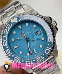 ساعت رولکس مردانه مدل جی ام تی مستر کوارتز استیل صفحه تیفانی 020838 ROLEX GMT MASTER