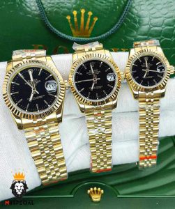 ساعت ست زنانه و مردانه رولکس دیت جاست طلایی صفحه مشکی 01232 ROLEX DATEJUST