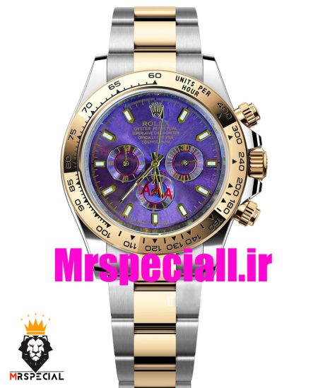 ساعت رولکس مدل دیتونا مردانه کرنوگراف دورنگ طلایی صفحه بنفش 020241 ROLEX DAYTONA