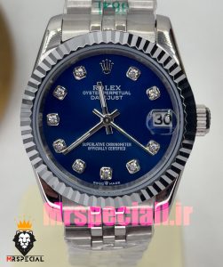 ساعت زنانه رولکس دیت جاست کوارتز استیل صفحه ابی 020834 ROLEX DATEJUST 
