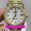 ساعت زنانه رولکس دیت جاست اتوماتیک طلایی قاب نگین سایز 31 020646 ROLEX DATEJUST Diamond