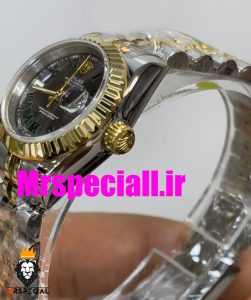 ساعت زنانه رولکس دیت جاست ویمبلدون اتوماتیک دورنگ طلایی صفحه طوسی سایز 26 020645 ROLEX DATEJUST WIMBELDON