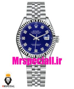 ساعت زنانه رولکس دیت جاست کوارتز استیل صفحه ابی 020833 ROLEX DATEJUST
