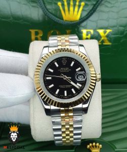 ساعت ست رولکس مردانه و زنانه دیت جاست اتوماتیک دورنگ طلایی صفحه مشکی 00918 ROLEX DATEJUST