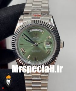 ساعت مچی مردانه رولکس دی دیت اتوماتیک استیل صفحه سبز اعداد یونانی 020672 ROLEX DAY DATE