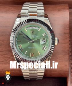 ساعت مچی مردانه رولکس دی دیت اتوماتیک استیل صفحه سبز اعداد یونانی 020672 ROLEX DAY DATE