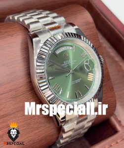 ساعت مچی مردانه رولکس دی دیت اتوماتیک استیل صفحه سبز اعداد یونانی 020672 ROLEX DAY DATE