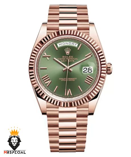 ساعت مچی مردانه رولکس دی دیت رزگلد صفحه سبز 5899 ROLEX DAYDATE