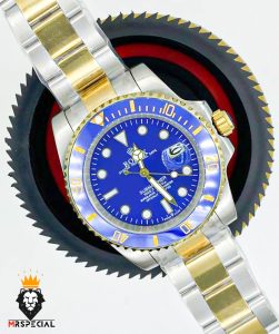 ساعت رولکس مردانه مدل ساب مارینر اتوماتیک دورنگ طلایی صفحه ابی 01380 ROLEX SUBMARINER