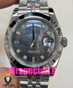 ساعت رولکس مردانه مدل دی دیت اتوماتیک استیل صفحه هفت رنگ اعداد نگین 020824 ROLEX DAYDATE 