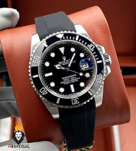 ساعت مردانه رولکس ساب مارینر اتوماتیک بند رابر مشکی قاب استیل 01560 Rolex Submariner
