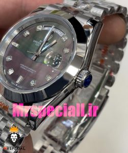 ساعت رولکس مردانه مدل دی دیت اتوماتیک استیل صفحه هفت رنگ اعداد نگین 020824 ROLEX DAYDATE 