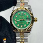 ساعت زنانه رولکس دیت جاست کوارتز دورنگ طلایی صفحه سبز 01059 ROLEX DATEJUST
