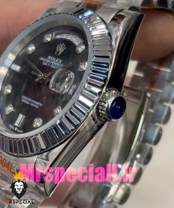 ساعت رولکس مردانه مدل دی دیت اتوماتیک استیل صفحه هفت رنگ اعداد نگین 020823 ROLEX DAY DATE