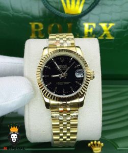 ساعت ست زنانه و مردانه رولکس دیت جاست طلایی صفحه مشکی 01232 ROLEX DATEJUST
