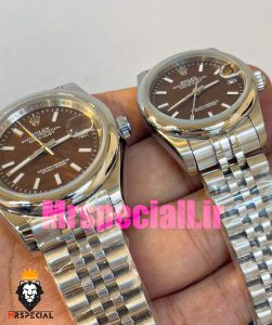 ساعت ست رولکس مردانه و زنانه مدل پرپچوال بند ژوبیل صفحه قهوه ای 020829 Rolex Oyster Perpetual 