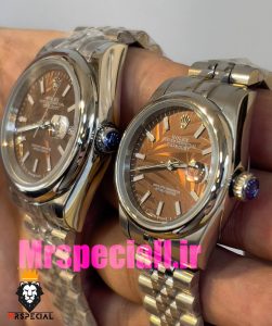 ساعت ست رولکس مردانه و زنانه مدل پرپچوال بند ژوبیل صفحه قهوه ای 020829 Rolex Oyster Perpetual 