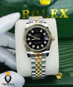 ساعت مچی زنانه رولکس دیت جاست کوارتز دو رنگ طلایی 01684 ROLEX DATE JUST