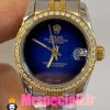 ساعت زنانه رولکس دیت جاست کوارتز قاب نگین دورنگ طلایی صفحه ابی مشکی 020831 ROLEX DATEJUST