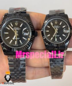 ساعت ست رولکس مردانه و زنانه مدل دیت جاست مشکی بند ژوبیل صفحه مشکی 020830 Rolex DATE JUST BLACK 