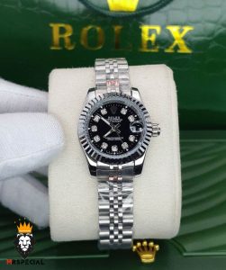 ساعت ست رولکس زنانه و مردانه دیت جاست باتری استیل صفحه مشکی 01532 ROLEX DATEJUST