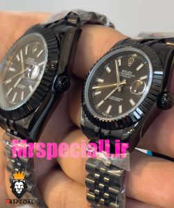 ساعت ست رولکس مردانه و زنانه مدل دیت جاست مشکی بند ژوبیل صفحه مشکی 020830 Rolex DATE JUST BLACK 