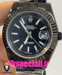 ساعت ست رولکس مردانه و زنانه مدل دیت جاست مشکی بند ژوبیل صفحه مشکی 020830 Rolex DATE JUST BLACK 