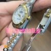 ساعت زنانه رولکس دیت جاست اتوماتیک دورنگ طلایی صفحه سفید صدف 020826 ROLEX DATEJUST