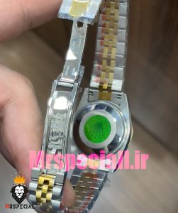 ساعت زنانه رولکس دیت جاست اتوماتیک دورنگ طلایی صفحه سفید صدف 020826 ROLEX DATEJUST 