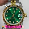 ساعت زنانه رولکس دیت جاست اتوماتیک دورنگ طلایی صفحه سبز 020827 ROLEX DATEJUST