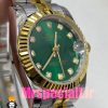 ساعت زنانه رولکس دیت جاست اتوماتیک دورنگ طلایی صفحه سبز 020827 ROLEX DATEJUST