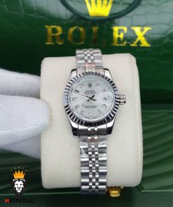 ساعت ست رولکس زنانه و مردانه دیت جاست باتری استیل صفحه سفید 01485 ROLEX DATEJUST