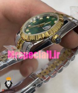 ساعت زنانه رولکس دیت جاست اتوماتیک دورنگ طلایی صفحه سبز 020827 ROLEX DATEJUST