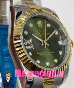 ساعت زنانه رولکس دیت جاست اتوماتیک دورنگ طلایی صفحه سبز 020828 ROLEX DATEJUST