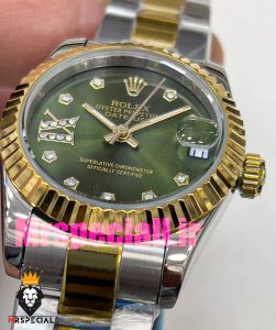 ساعت زنانه رولکس دیت جاست اتوماتیک دورنگ طلایی صفحه سبز 020828 ROLEX DATEJUST