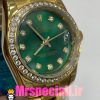 ساعت زنانه رولکس دیت جاست اتوماتیک قاب نگین طلایی صفحه سبز 020828 ROLEX DATEJUST