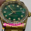 ساعت زنانه رولکس دیت جاست اتوماتیک قاب نگین طلایی صفحه سبز 020828 ROLEX DATEJUST