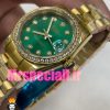 ساعت زنانه رولکس دیت جاست اتوماتیک قاب نگین طلایی صفحه سبز 020828 ROLEX DATEJUST