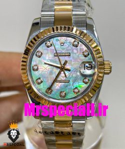 ساعت زنانه رولکس دیت جاست اتوماتیک دورنگ رزگلد صفحه صدف سایز31 020640 ROLEX DATEJUST