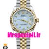 ساعت زنانه رولکس دیت جاست اتوماتیک دورنگ طلایی صفحه سفید صدف 020826 ROLEX DATEJUST