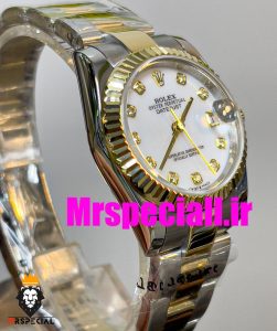 ساعت زنانه رولکس دیت جاست اتوماتیک دورنگ طلایی صفحه سفید سایز31 020642 ROLEX DATEJUST