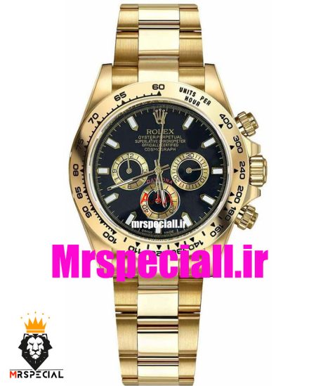 ساعت رولکس مدل دیتونا مردانه کرنوگراف طلایی صفحه مشکی 020245 ROLEX DAYTONA